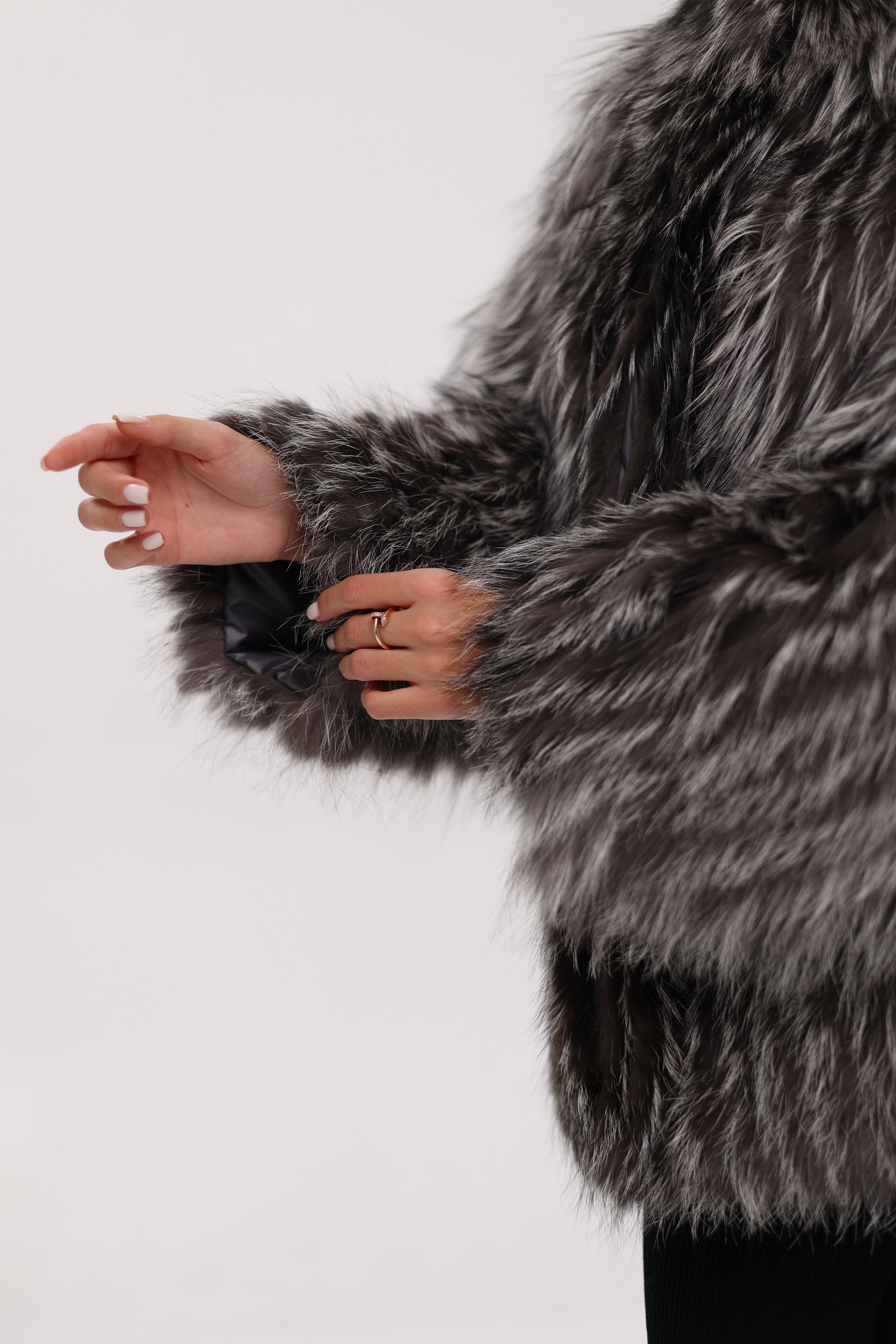 Reversible Genuine Silver Fox  Down Fill Coat