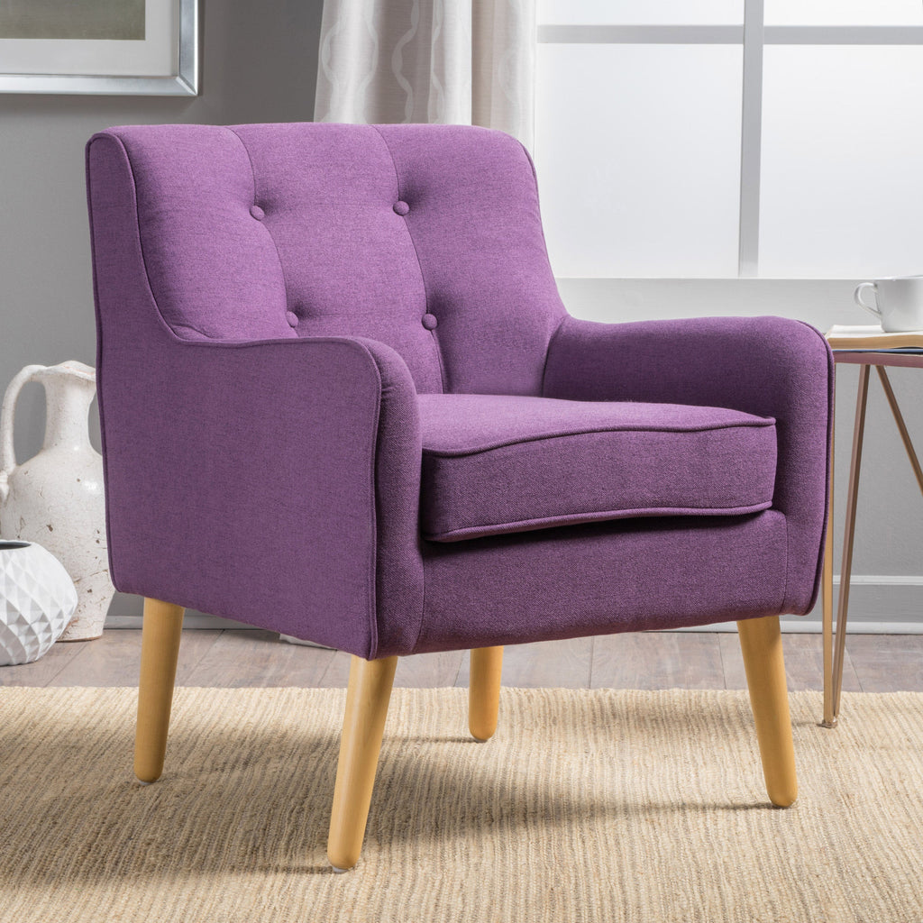Accent Chair Mid-Century Tufted Purple Fabric 25x30x31