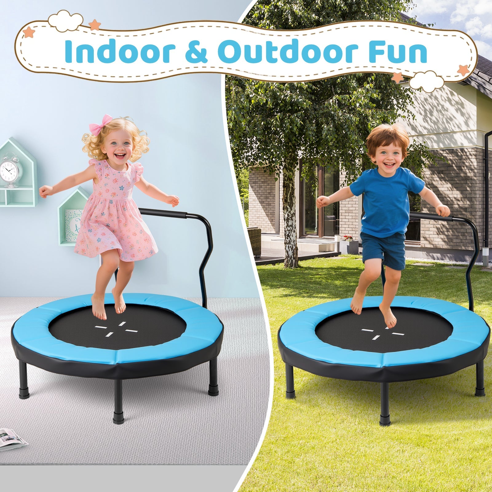 40 Inch Trampoline for Kids Indoor Outdoor Fitness Trampoline