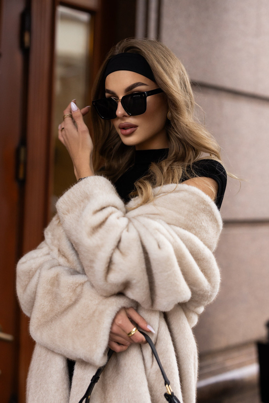 Sylvie Iconic Statement Fiber Coat in Ivory
