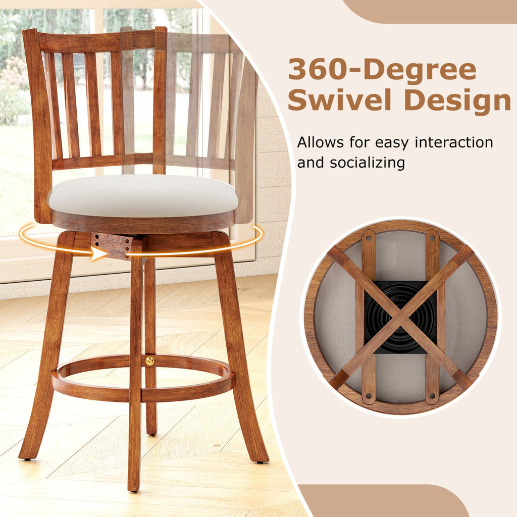 360¬∞ Rotating Counter Height Chairs Set of 4 with Backrest and Upholstered Seat
