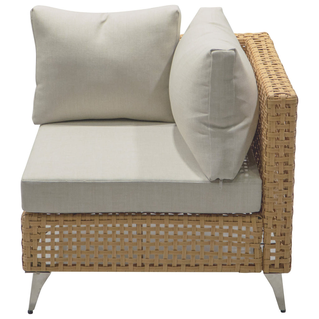 Outdoor Patio Set with Fire Pit Table Rattan Metal Beige 8 Piece