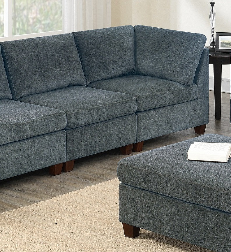 Sofa Modular Chenille Gray 8-Piece Chaise Ottoman