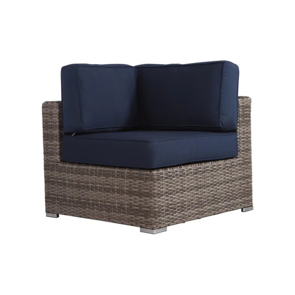 Outdoor Loveseat Set 2-Seat Wicker Gray Cupholder