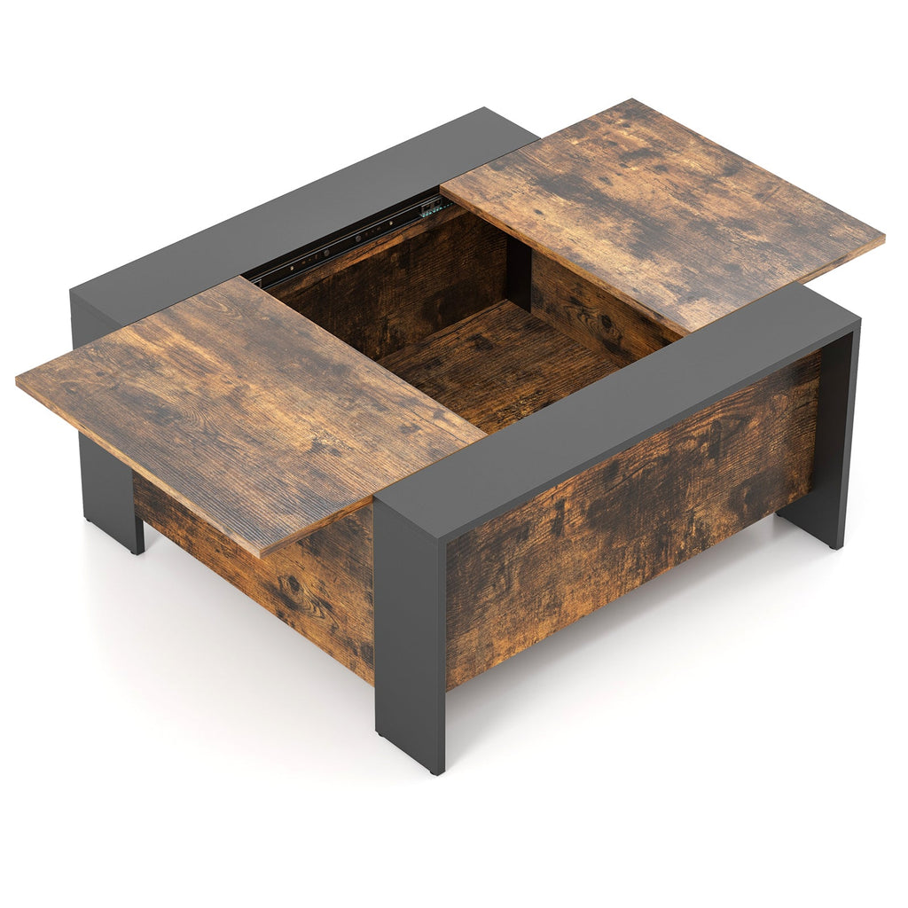 36.5 Inch Coffee Table with Sliding Top and Hidden Compartment
