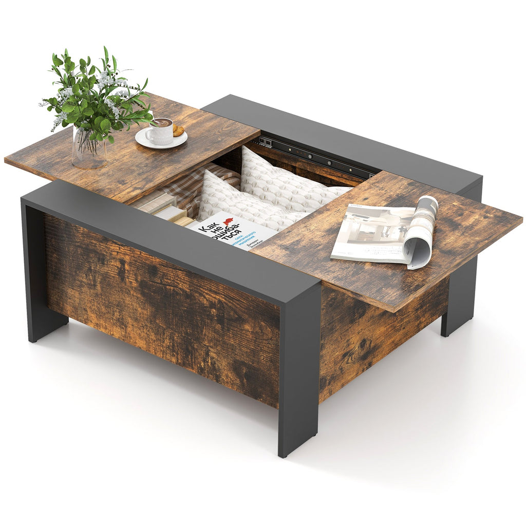36.5 Inch Coffee Table with Sliding Top and Hidden Compartment