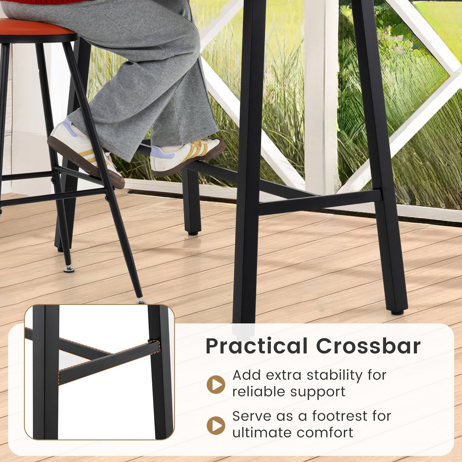 36 Inches Patio Counter Height Bar Table with Adjustable Foot Pads