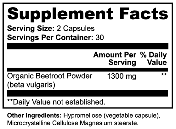 Organic Beetroot Capsules – Beet Root Supplement 60 Caps