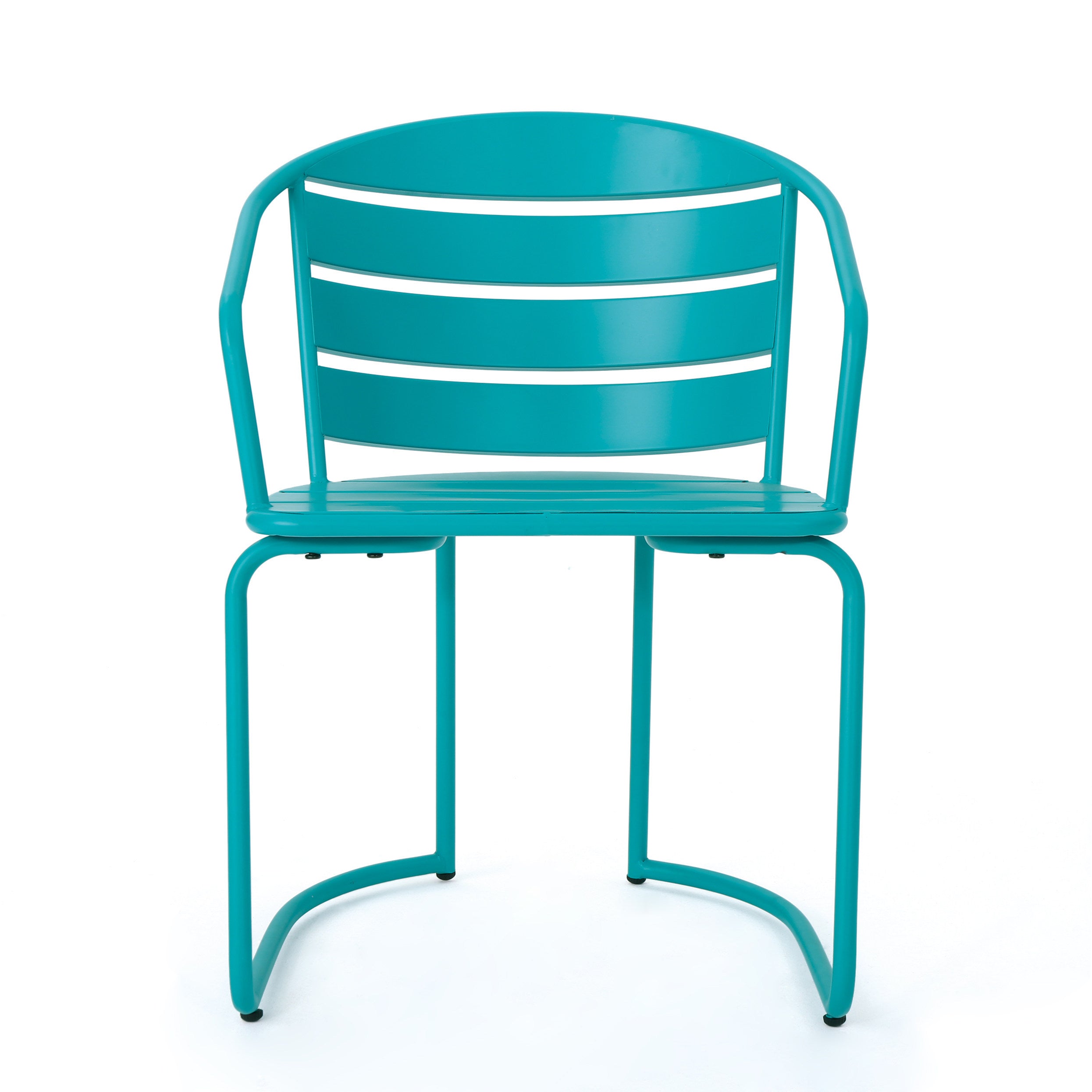 Outdoor Bistro Set Iron Teal 3 Piece Oval Table 2 Chairs Matte Finish