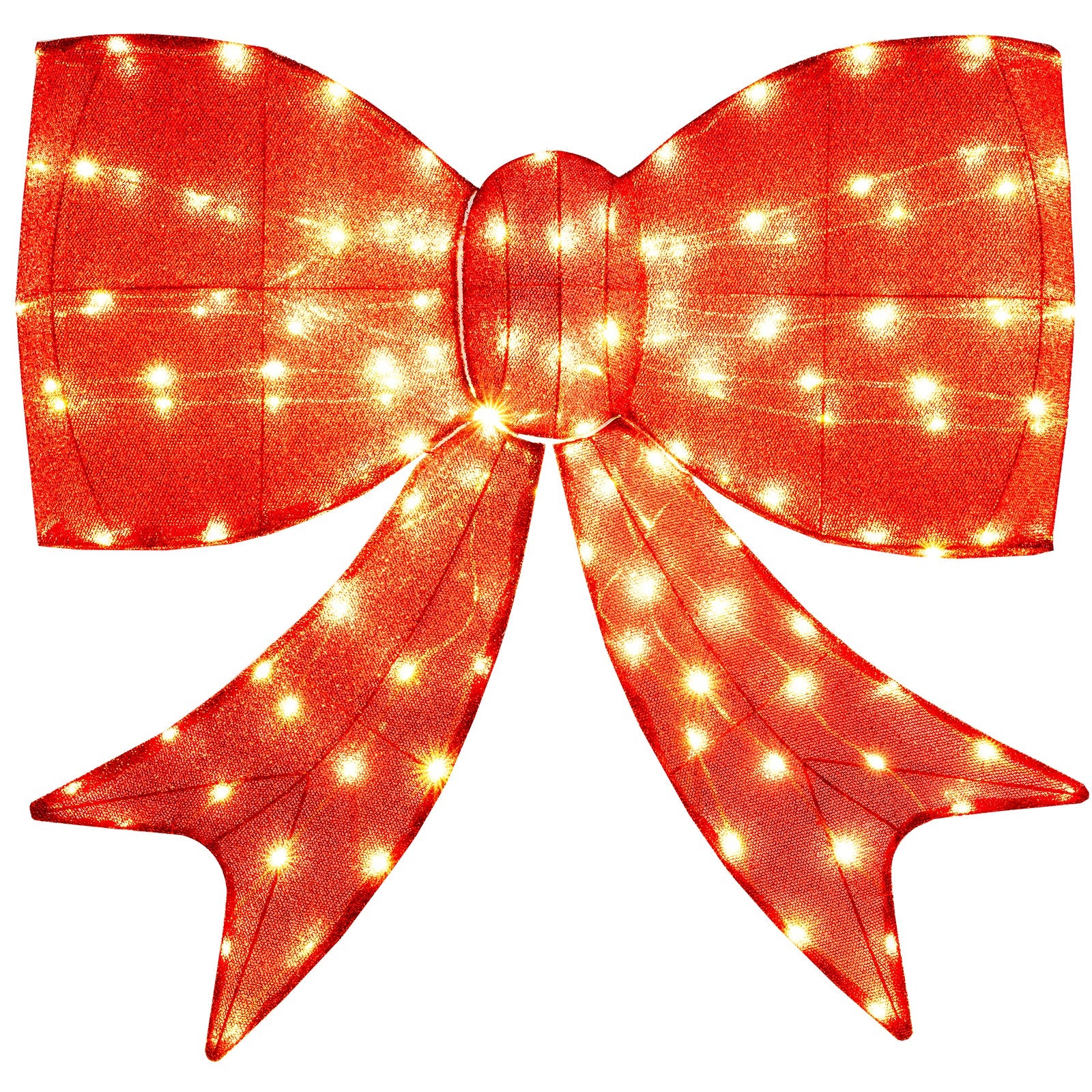 37 Inch Lighted Christmas Bow Decoration with Warm White LED Lights