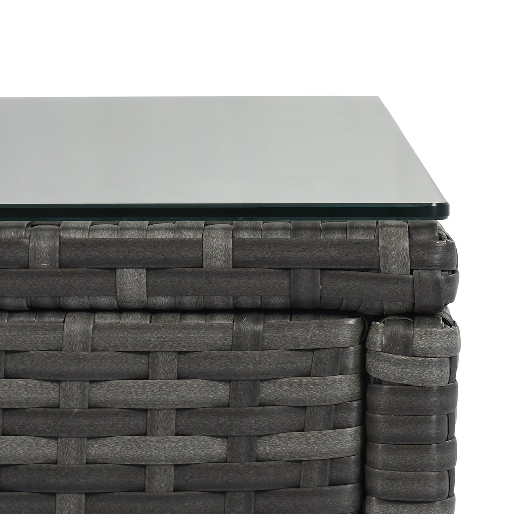 Outdoor Sectional Set PE Wicker Steel Gray Half Moon 8 Piece 250 LB