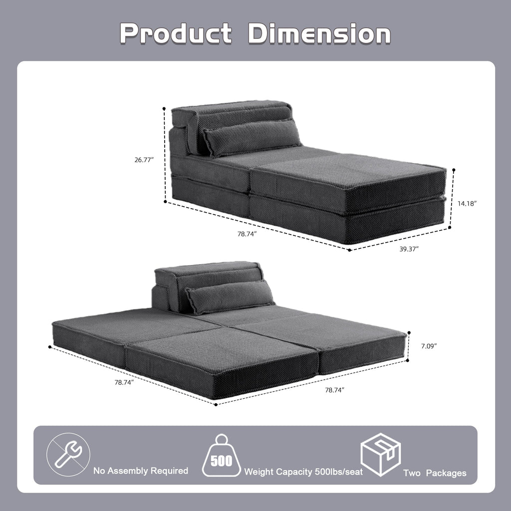 Sofa Convertible Modular Circle Fleece Dark Gray 1 Seat 79 In Ottoman