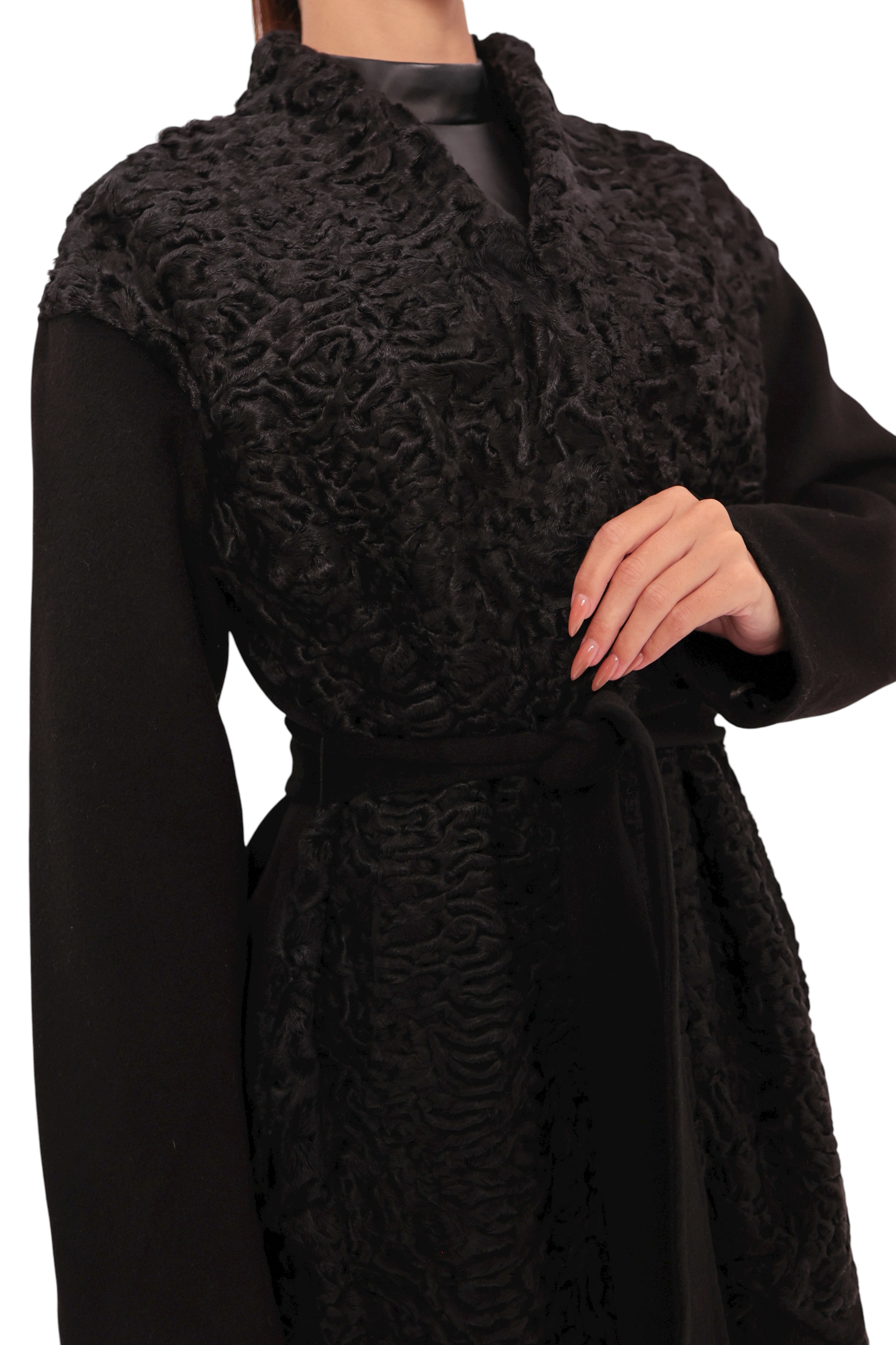 Noir Genuine Karakul Wool Overcoat
