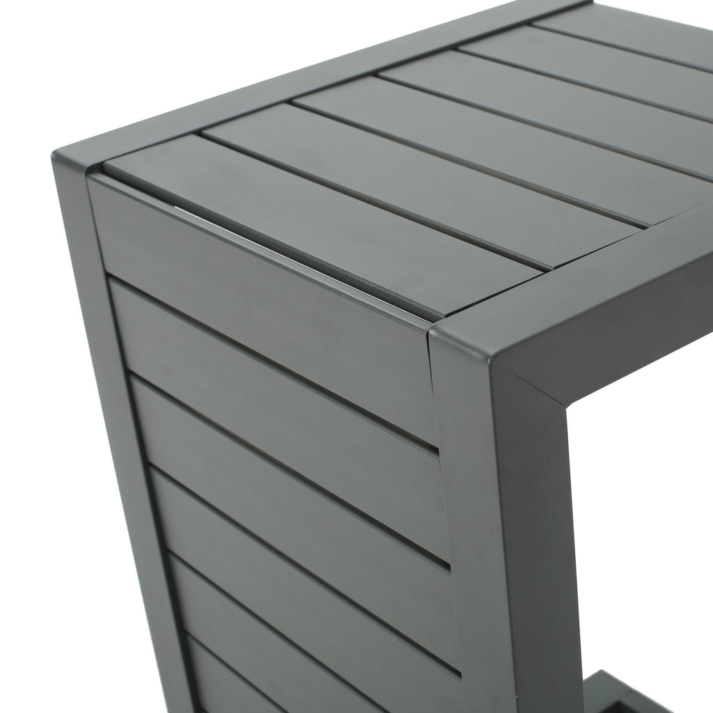 Outdoor C-Shape Side Table Aluminum Gray 14.5x15x24