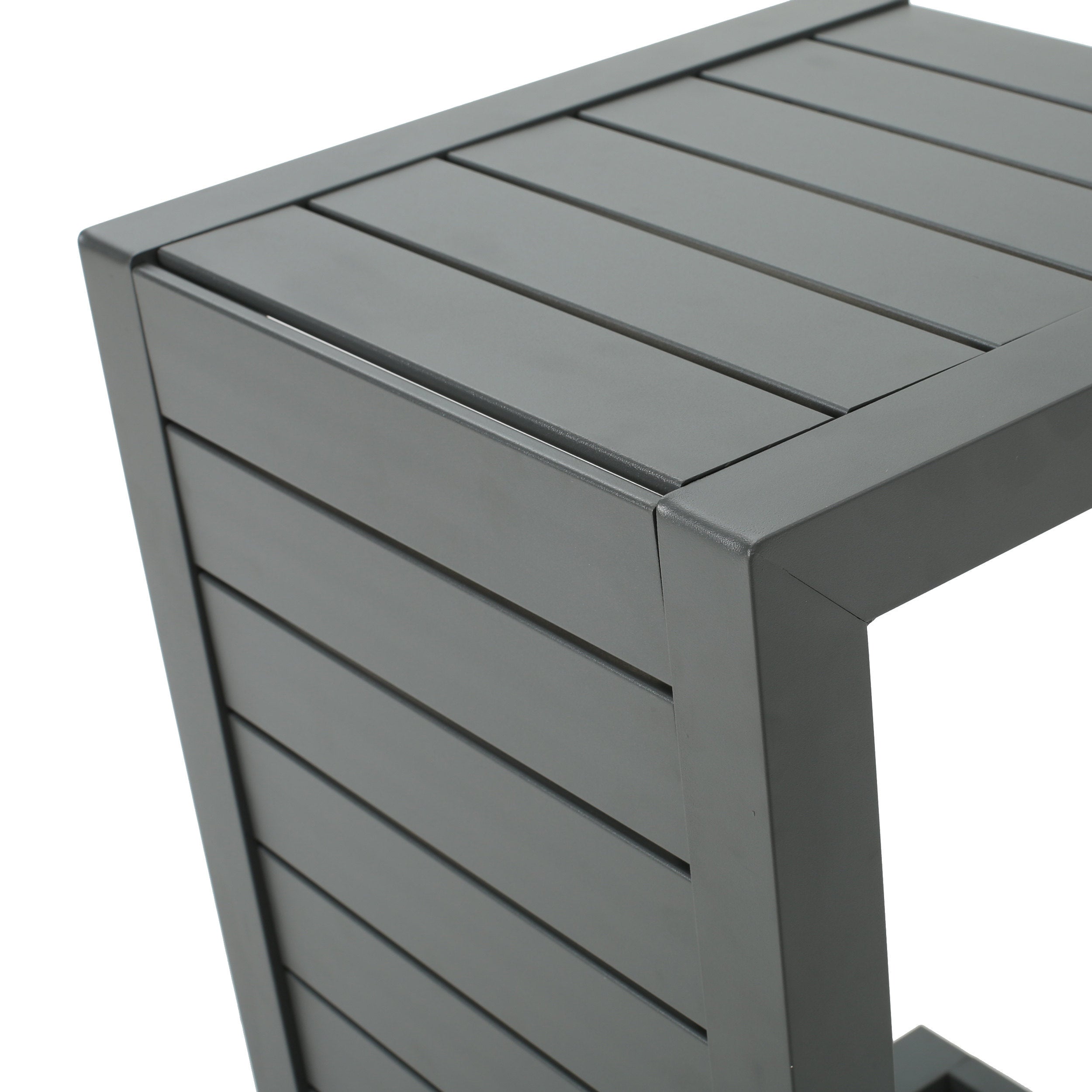 Outdoor C-Shape Side Table Aluminum Gray 14.5x15x24