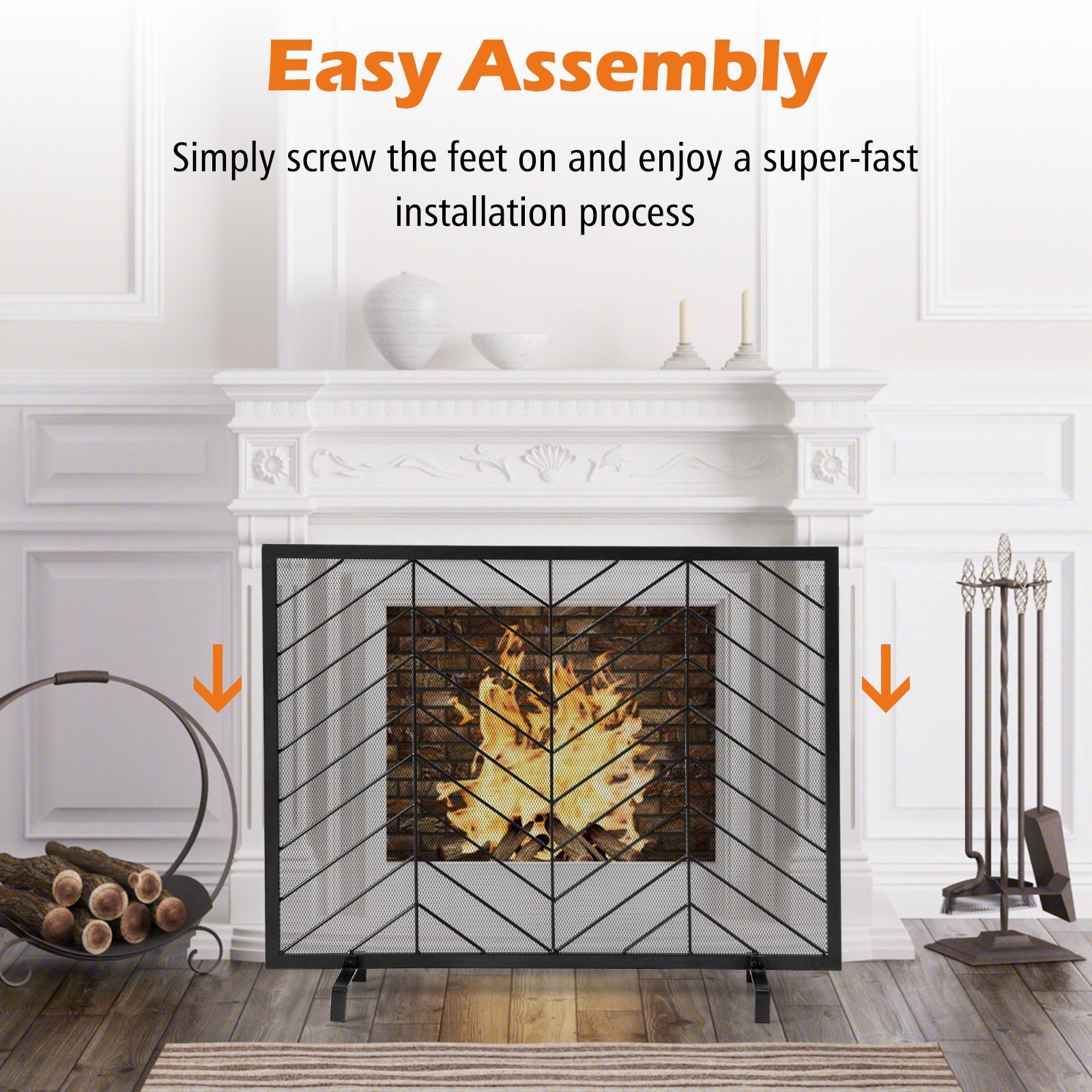 38 x 31 Inch Single Panel Fireplace Screen
