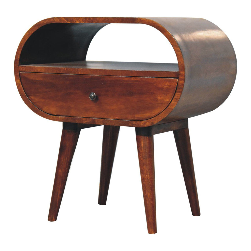 Large Chestnut Circular Bedside