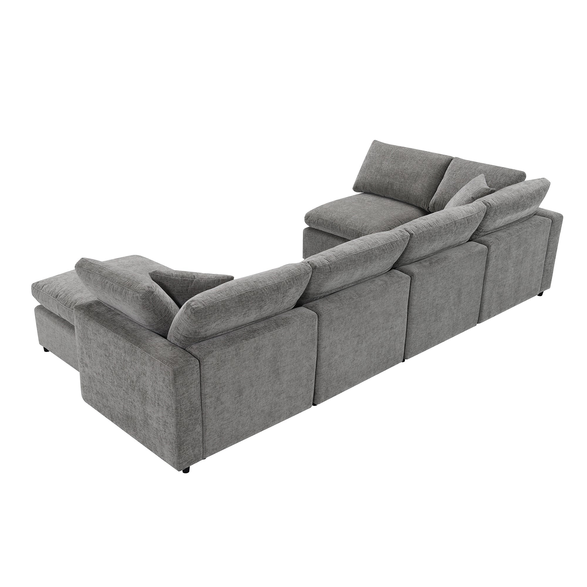 6-Seat U-Shape Modular Sofa with Ottoman, 130