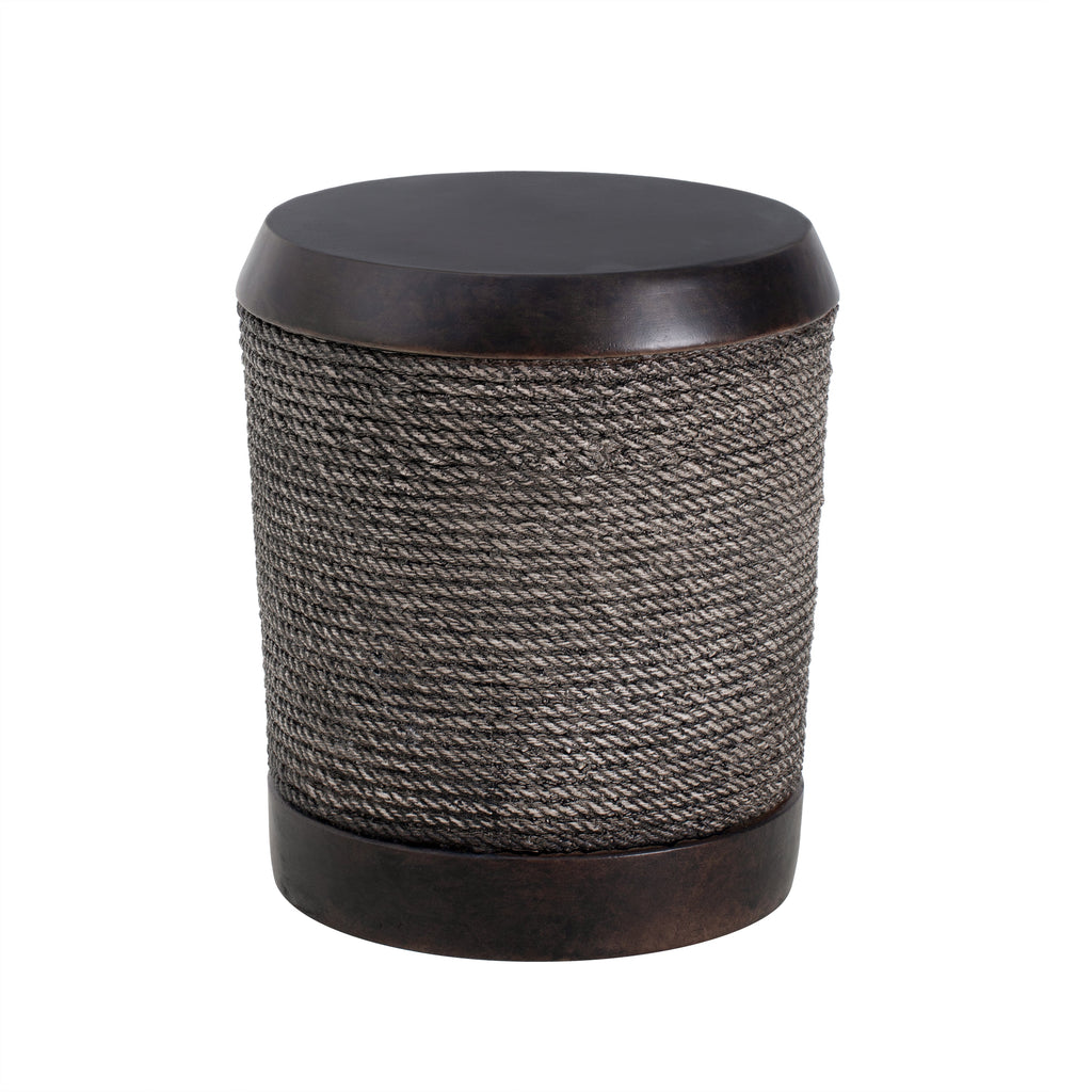 Outdoor Side Table MGO Braided Cord Cylinder Dark Brown 15.75x18in