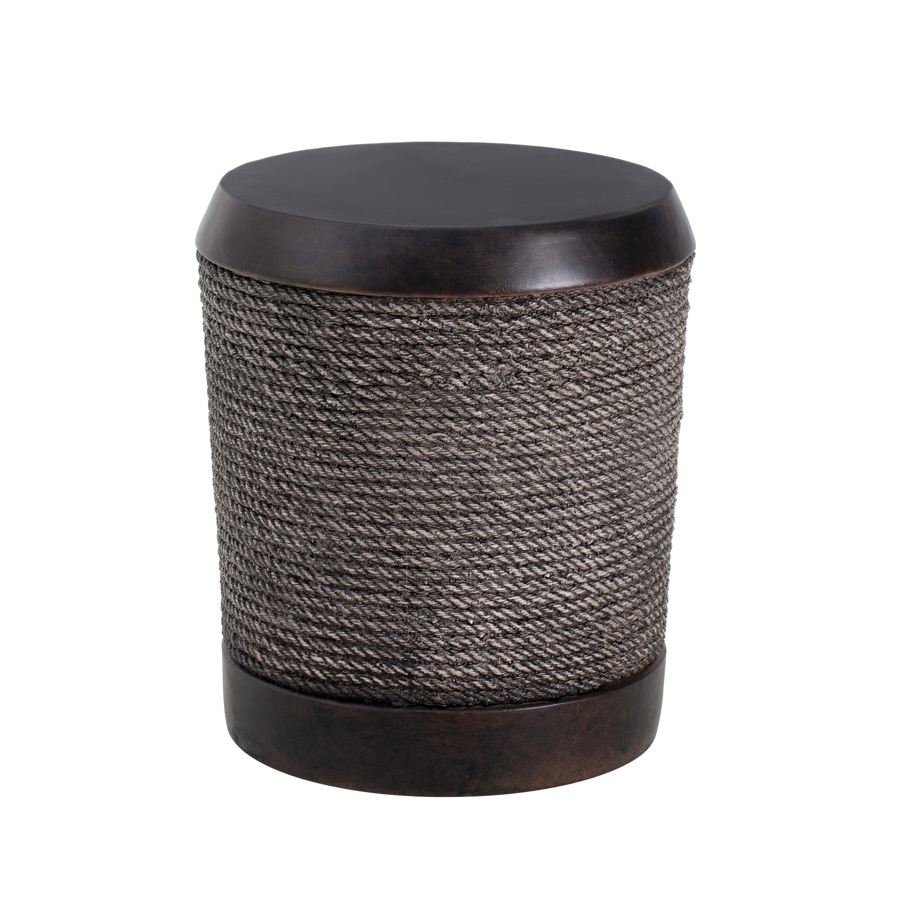 Outdoor Side Table MGO Braided Cord Cylinder Dark Brown 15.75x18in