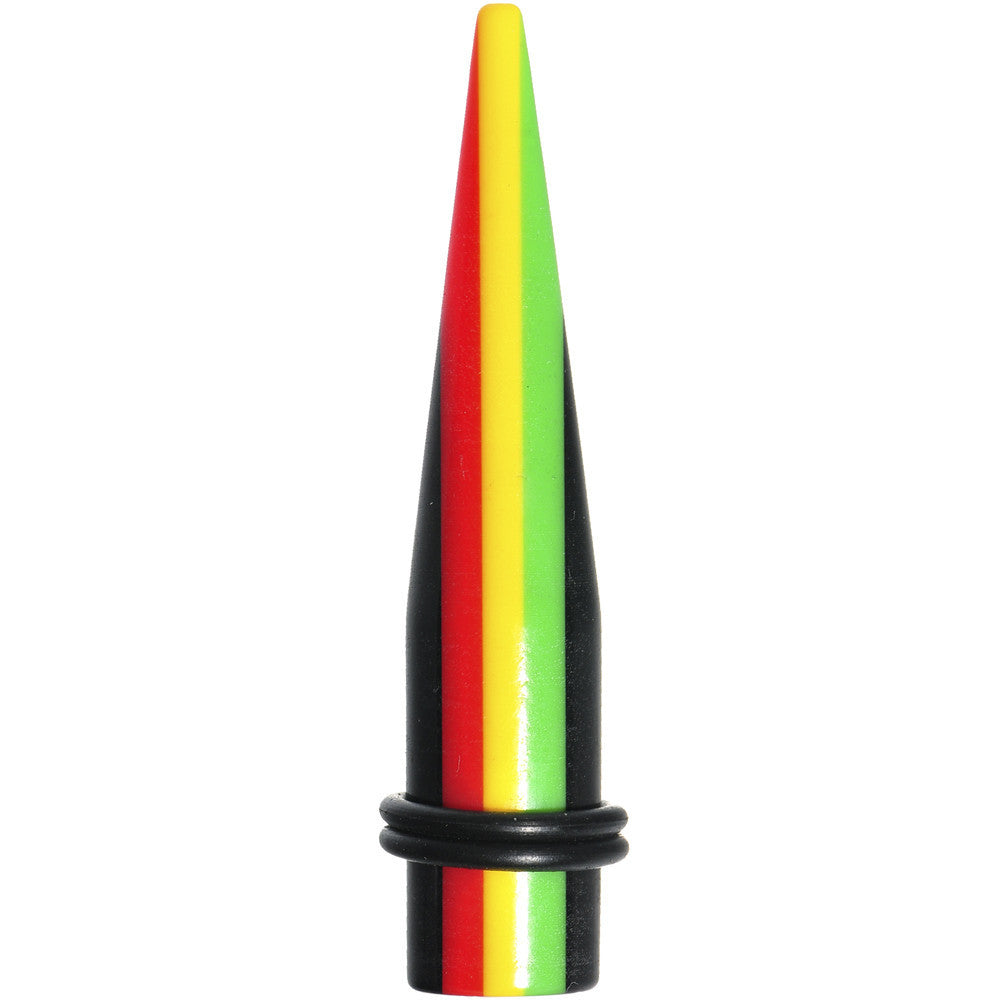 1/2 Acrylic Rasta Stripes Straight Taper