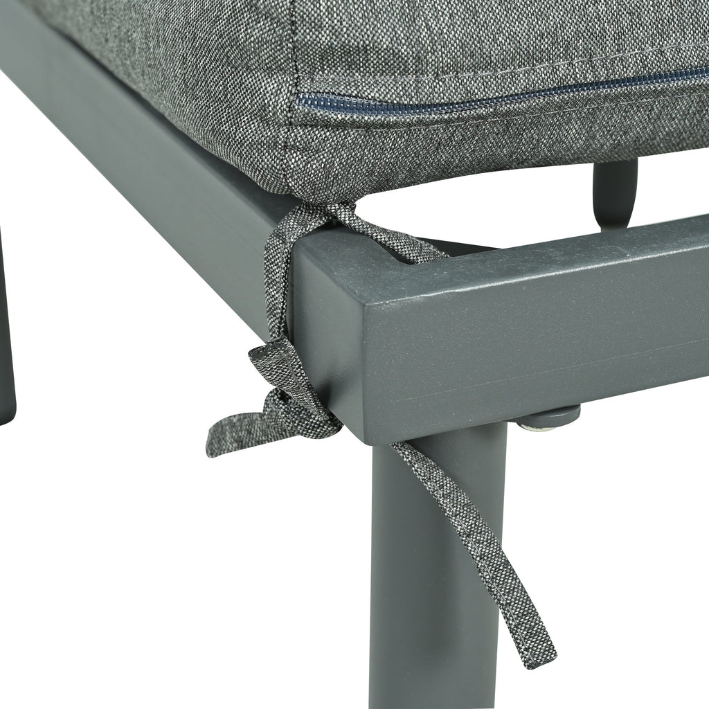 Outdoor Patio Set Half Moon Wicker Aluminum Gray 8 Piece 2 Tables