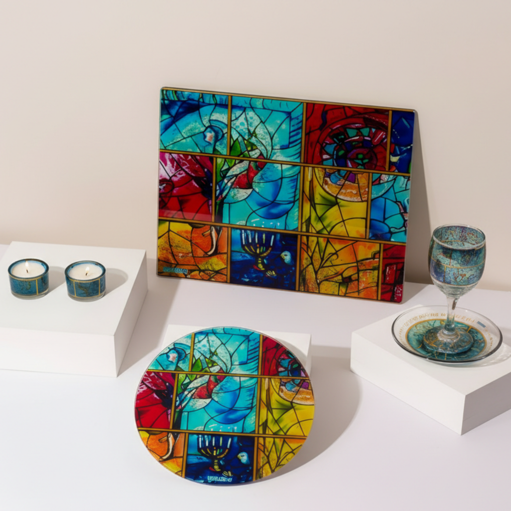 Handcrafted Glass Trivet – Chagall Inspired Design, Heat Resistant- Chagall Series