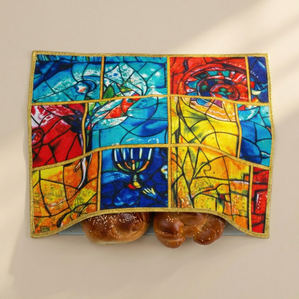 Shabbat Challah Cover Made of Natural Bamboo Fabric - Chagall Series