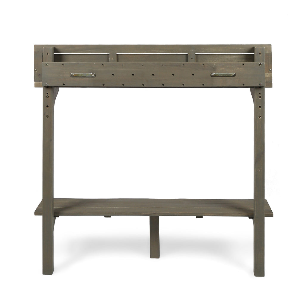 Outdoor Balcony Bar Set Acacia Wood Gray 3 Piece Table 2 Stools Seats 2