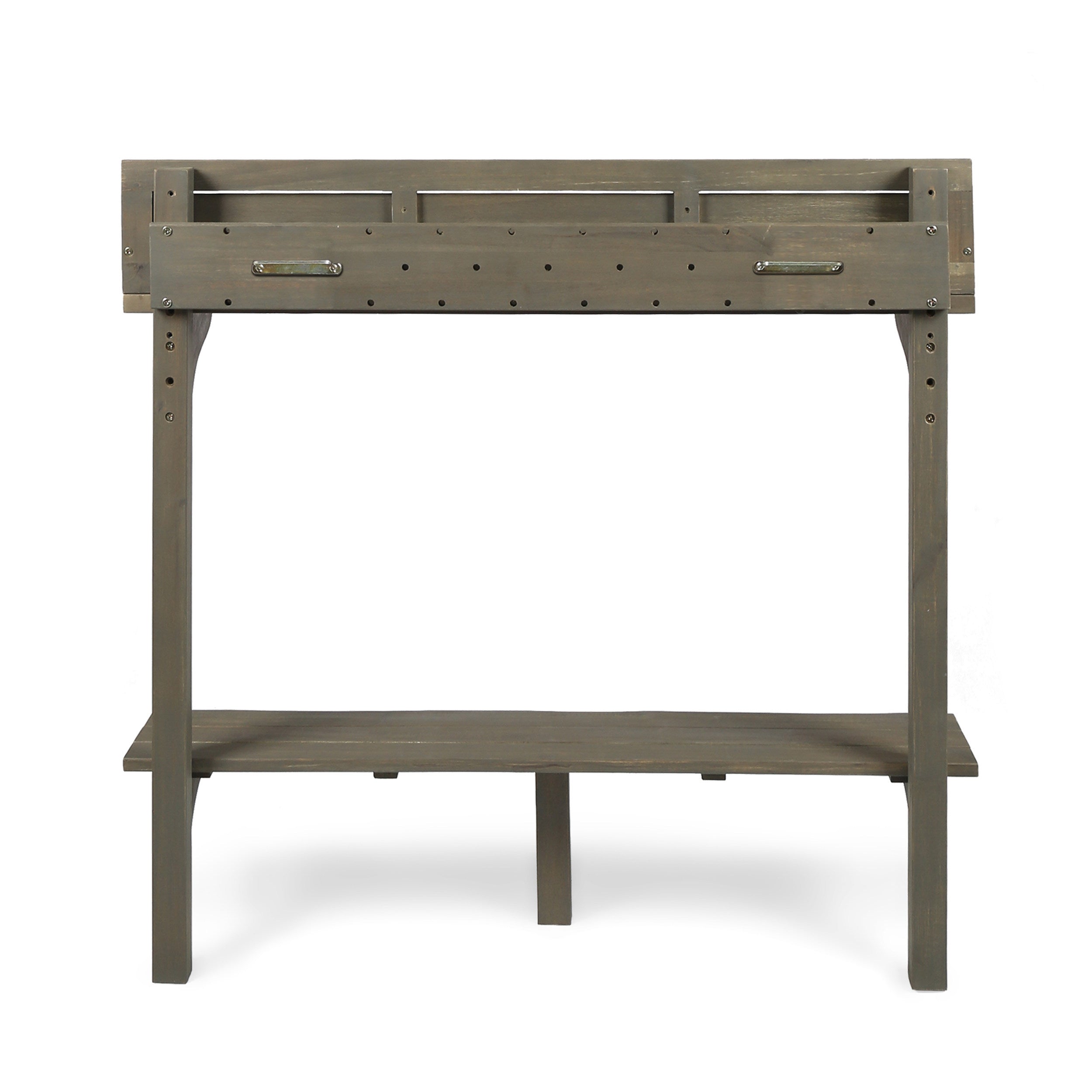 Outdoor Balcony Bar Set Acacia Wood Gray 3 Piece Table 2 Stools Seats 2