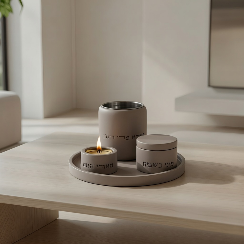 Luxury Jewish Havdalah Set: Modern Concrete Design – Luxe Series