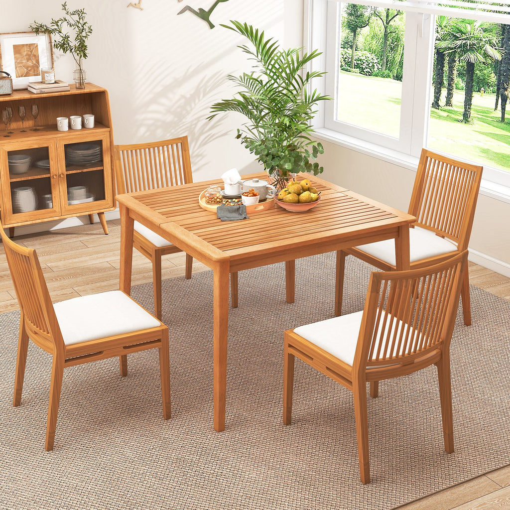 40 Inch Acacia Wood Dining Square Bistro Table with 1.96 Inch Umbrella Hole