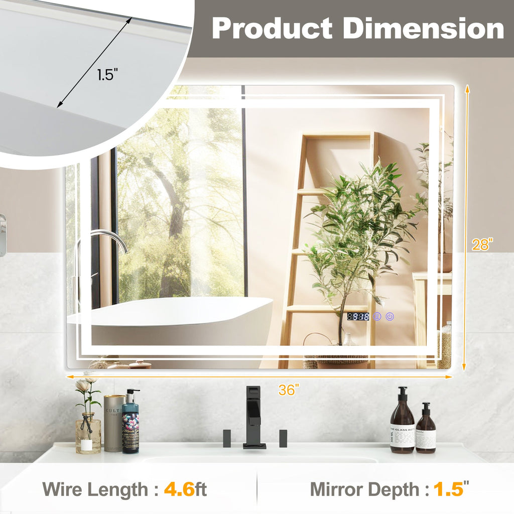 Defogging LED Bathroom Mirror with Memory Function and Anti-Fog