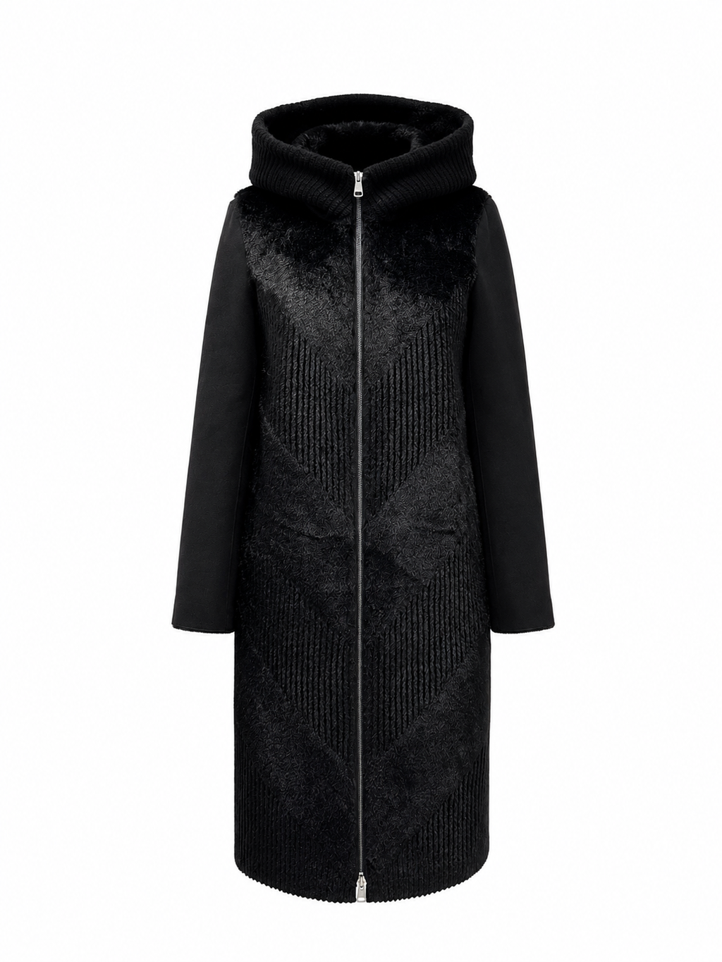 ⇆ Reversible Faux Fur & Suede Hooded Coat