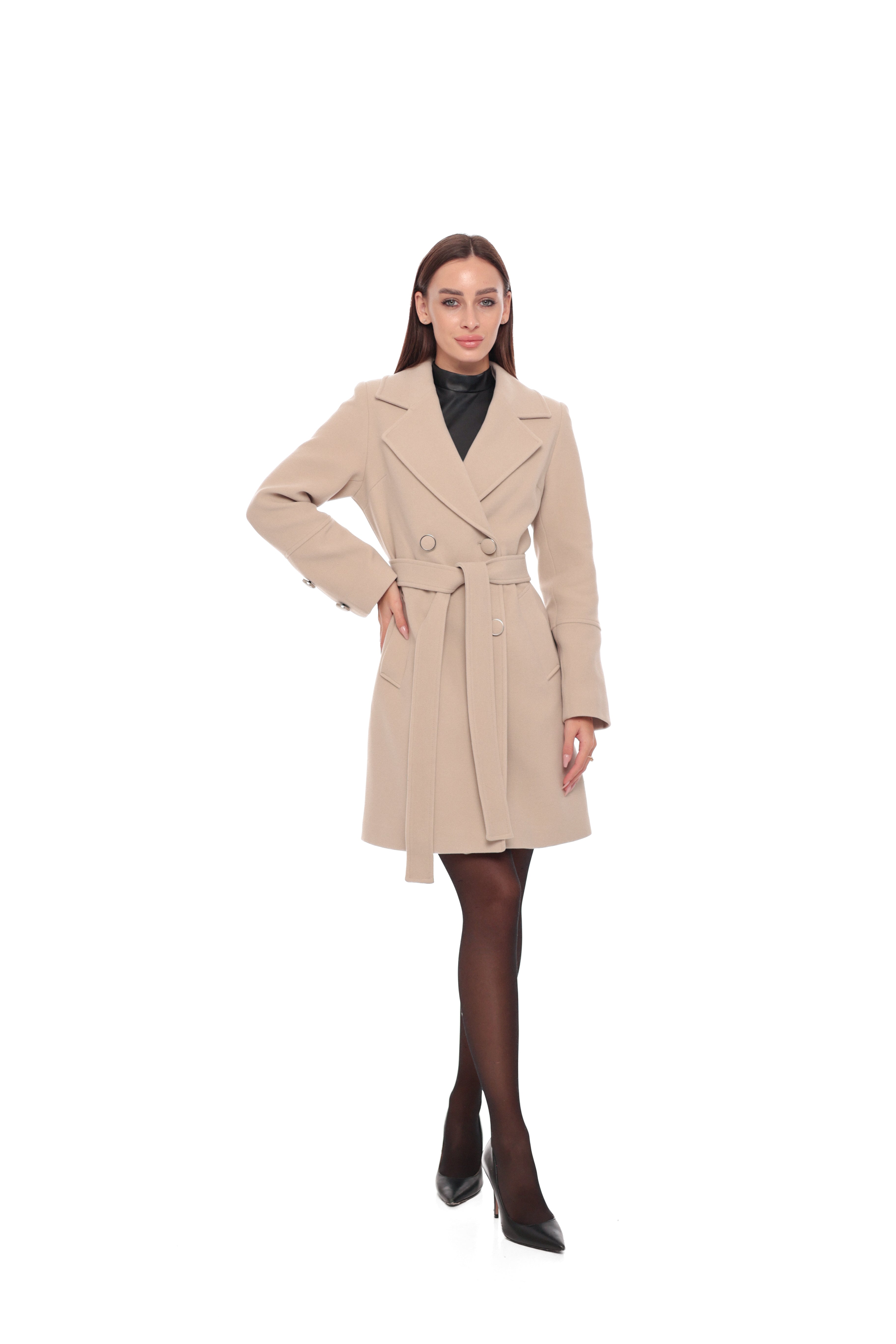 Zuri Cashmere Blend Overcoat in Nude