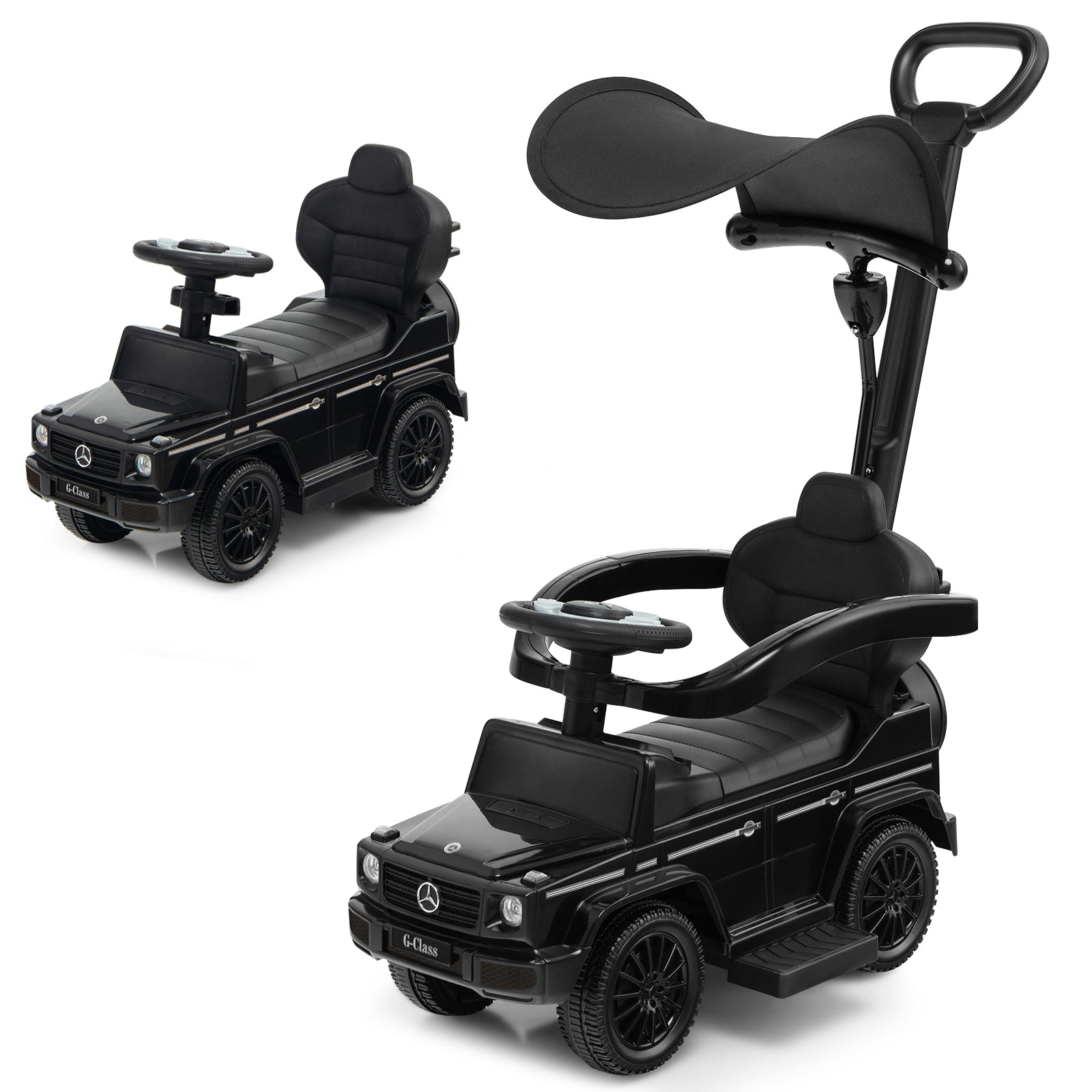 3-In-1 Ride on Push Car Mercedes Benz G350 Stroller Sliding Car with Canopy