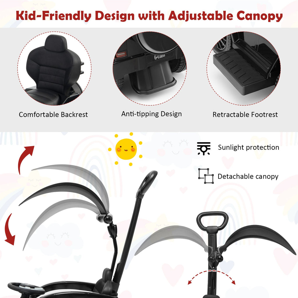 3-In-1 Ride on Push Car Mercedes Benz G350 Stroller Sliding Car with Canopy