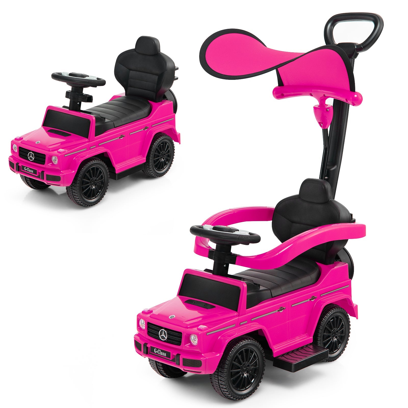 3-In-1 Ride on Push Car Mercedes Benz G350 Stroller Sliding Car with Canopy