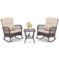 3 Pieces Rocking Bistro Set with 2-Tier Coffee Table
