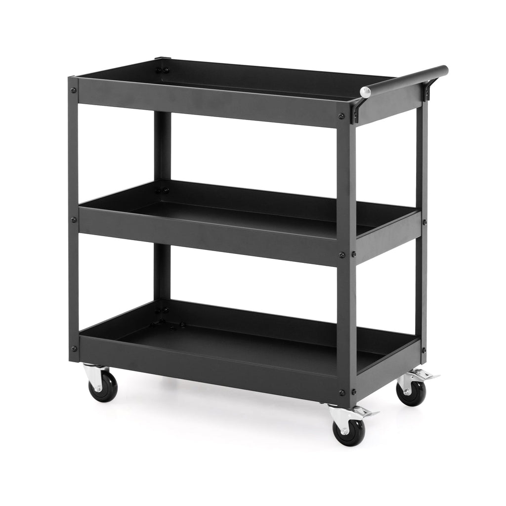 3-Tier Utility Cart Rolling Metal Cart with Handle and Universal Wheels