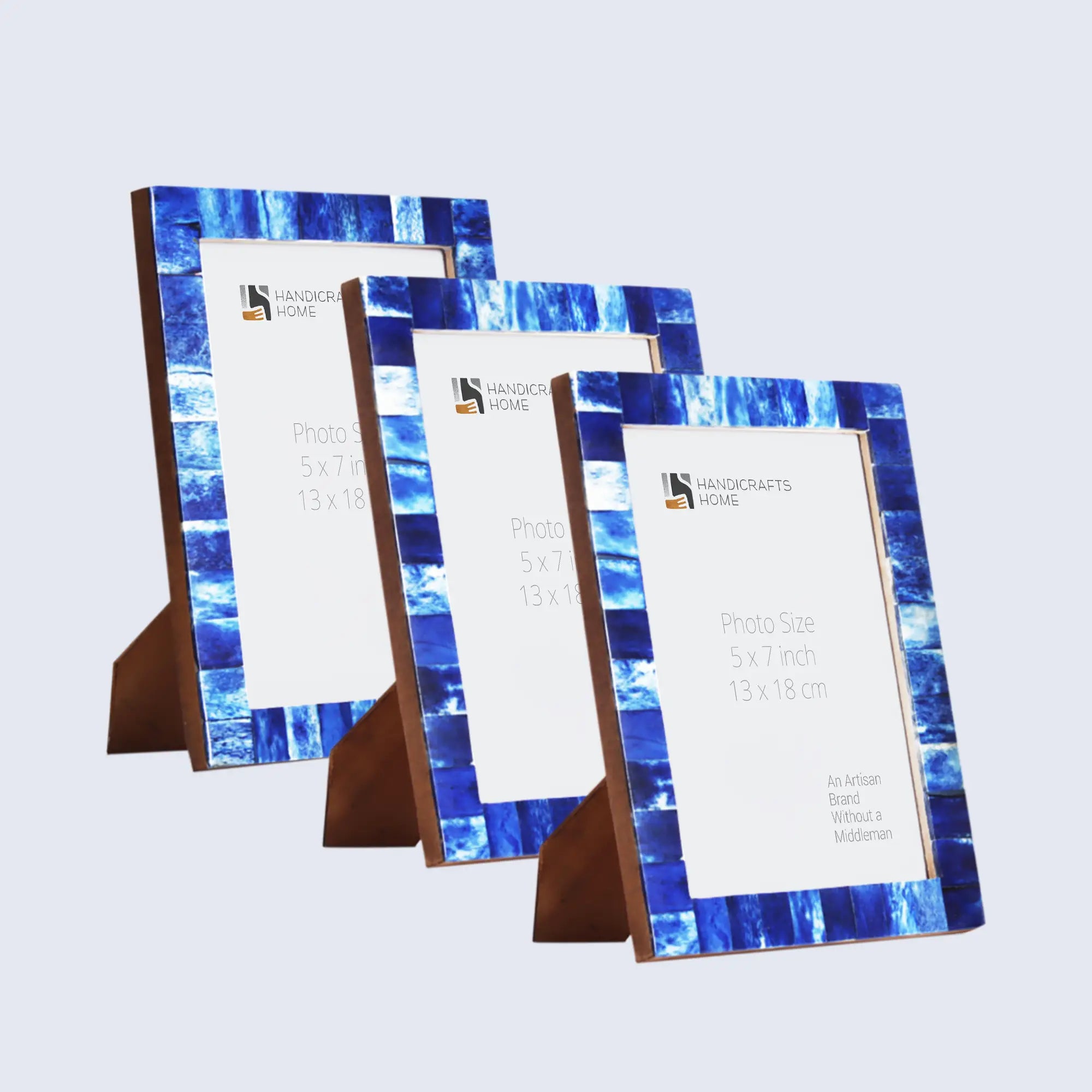 Picture Frame Combo Pack of 3 – Classic Collection, Blue, 5" x 7"