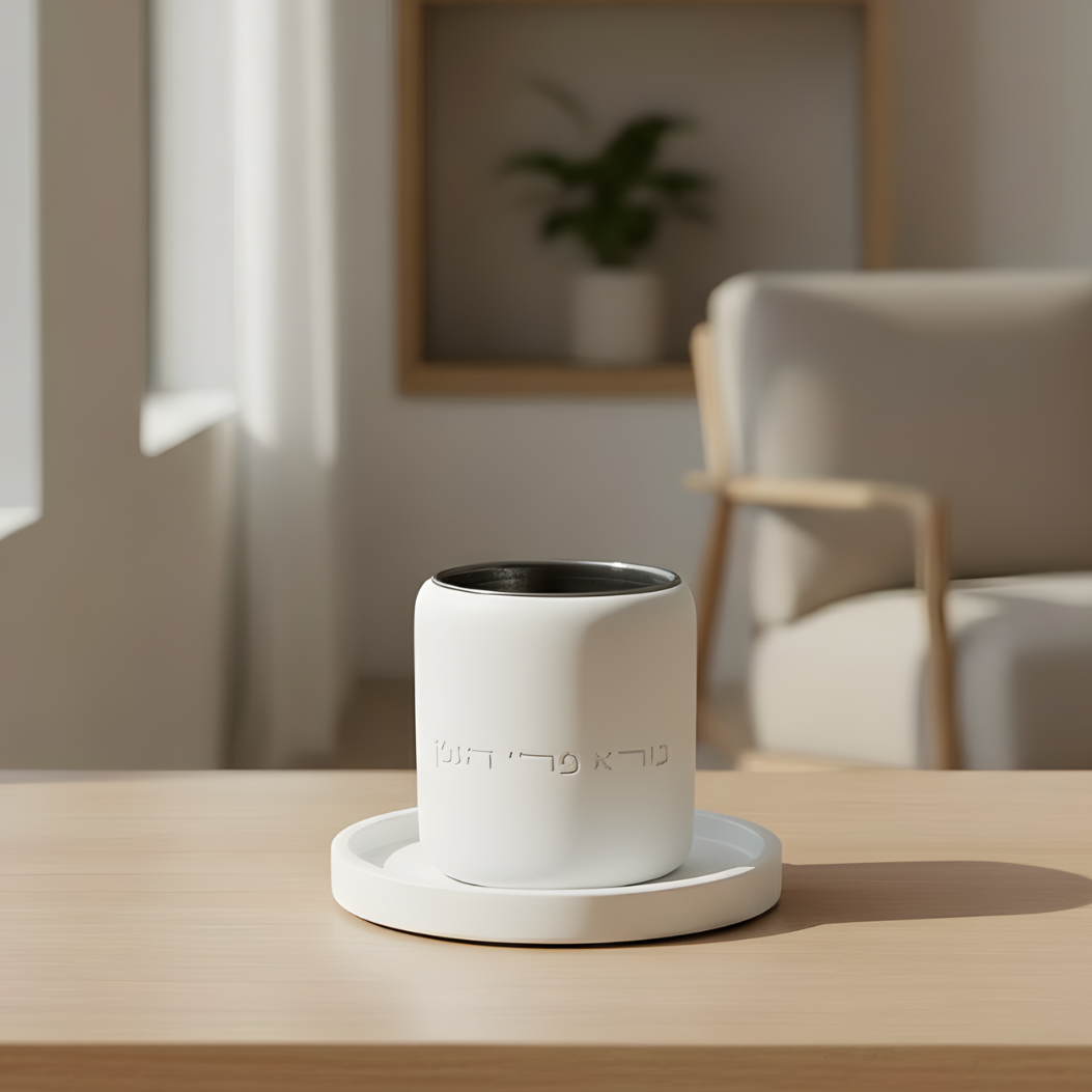 Luxury Concrete Kiddush Cup with Matching Base – Noble Model