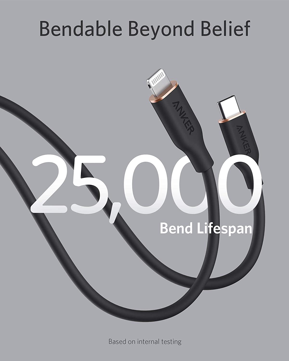 Anker <b>641</b> USB-C to Lightning Cable (Flow, 3 ft Silicone)