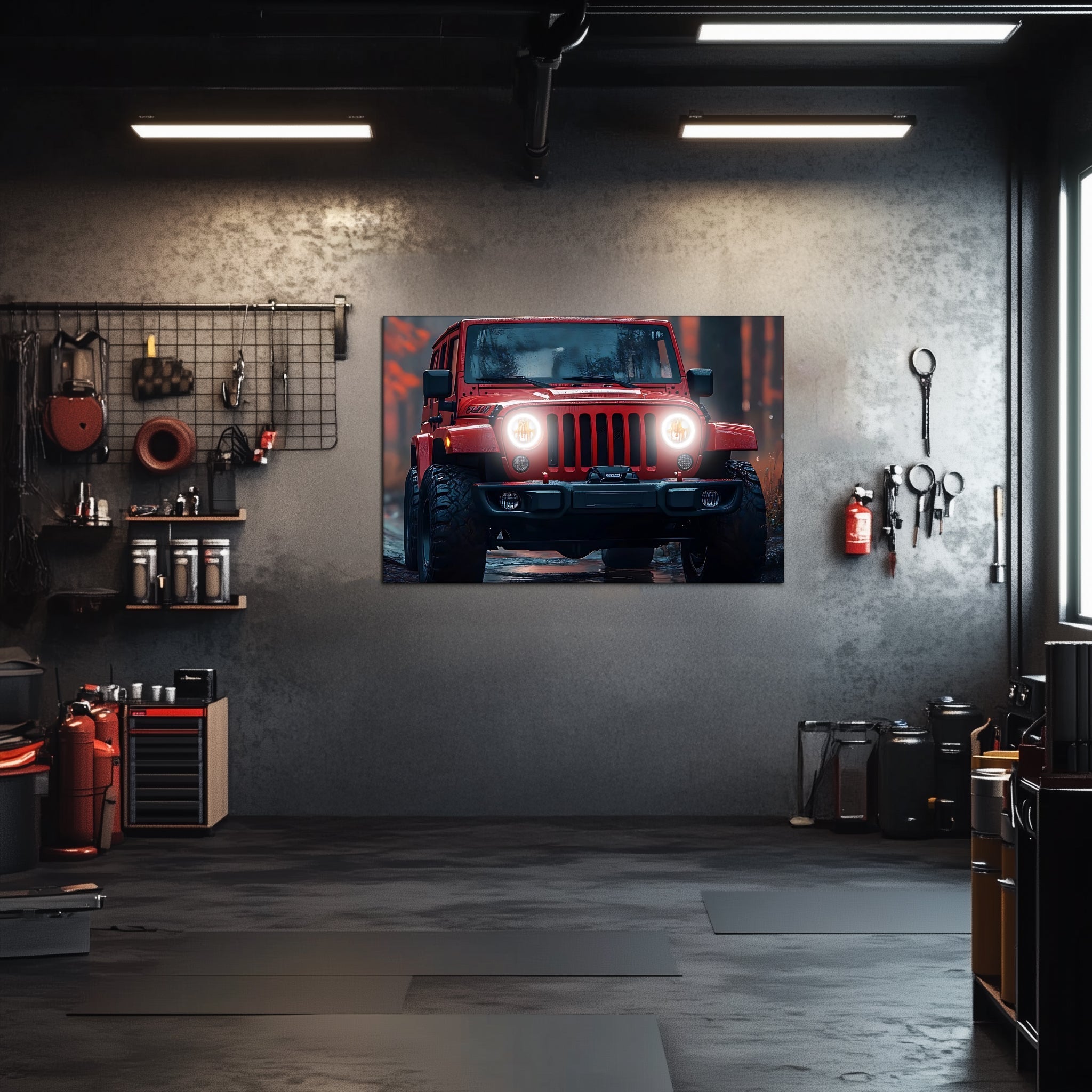 Neon LED Car Wall Art Sign Jeep Design UV Acrylic Lighted Garage