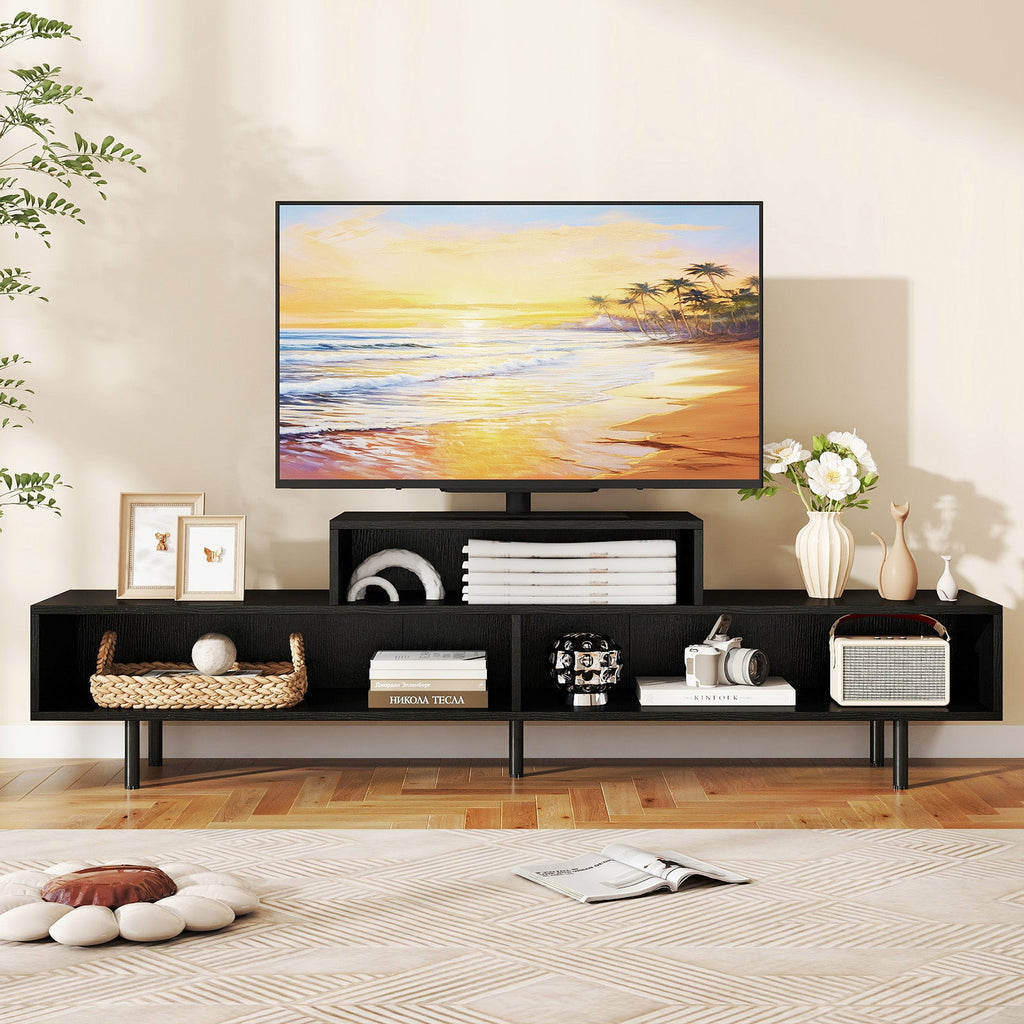 3 Cubby TV Stand for TVs up to 70 Inch with Open Storage Compartments