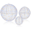 3 Pcs Lighted Christmas Balls Large Standing/Hanging Metal Sphere Lights with 435 LEDs
