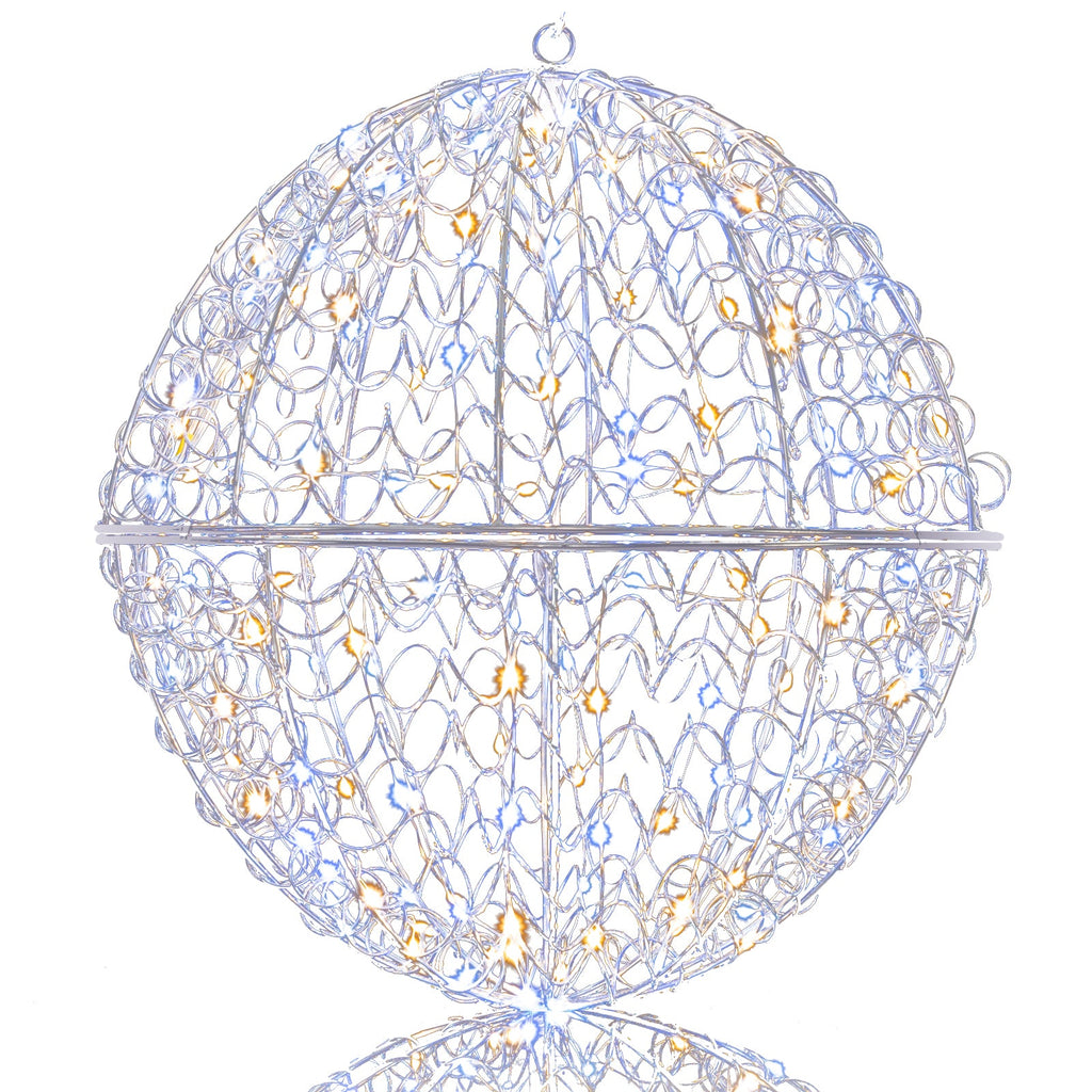 3 Pcs Lighted Christmas Balls Large Standing/Hanging Metal Sphere Lights with 435 LEDs