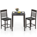 3-Piece Counter-Height Dining Table Set for 2 with Rubber Wood Frame and Footrest
