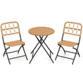 3 Piece Patio Bistro Set Folding Round Table and Chairs with Wicker Seat