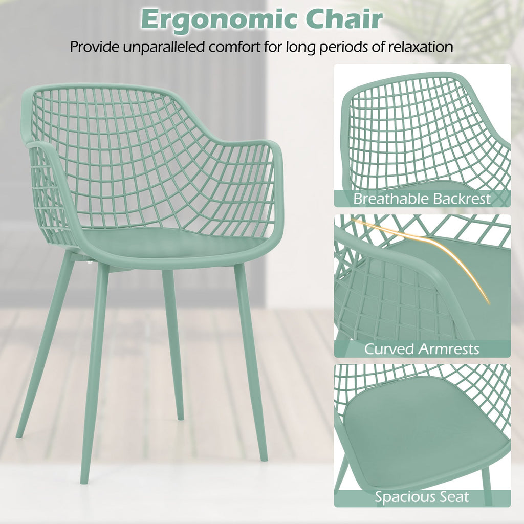 3 Piece Patio Chair Set with PP Seat and Tabletop for Porch